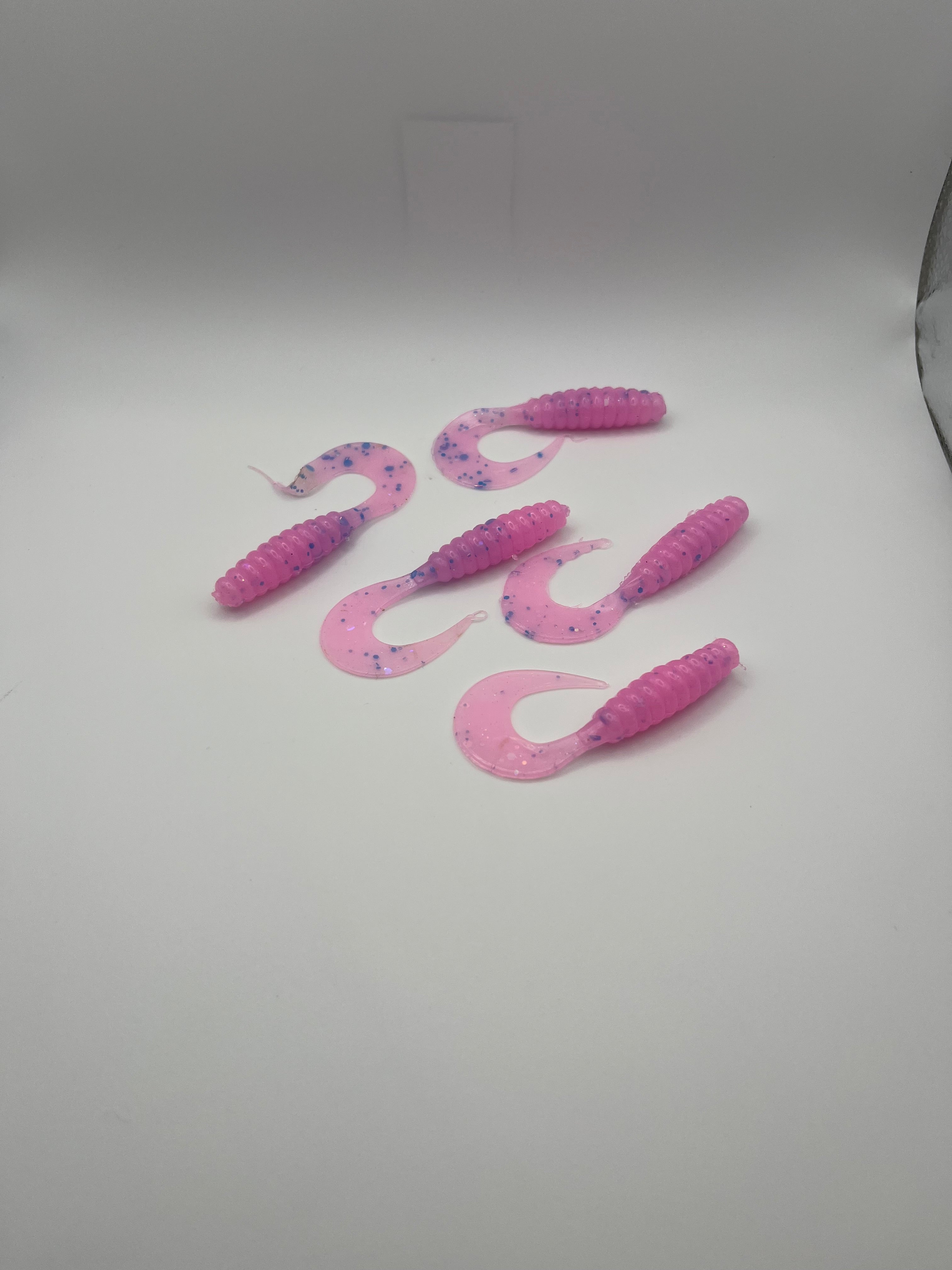 Blue Bubble Gum 3 IN. Curly Tail Swim Baits - 8 Pack