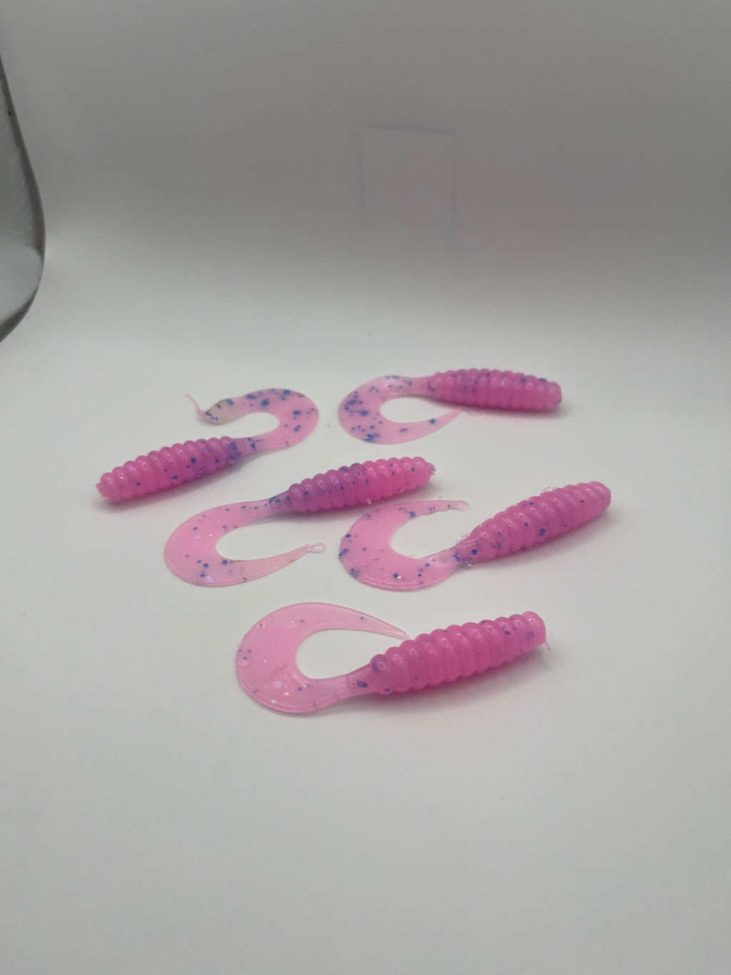 Blue Bubble Gum 3 IN. Curly Tail Swim Baits - 8 Pack