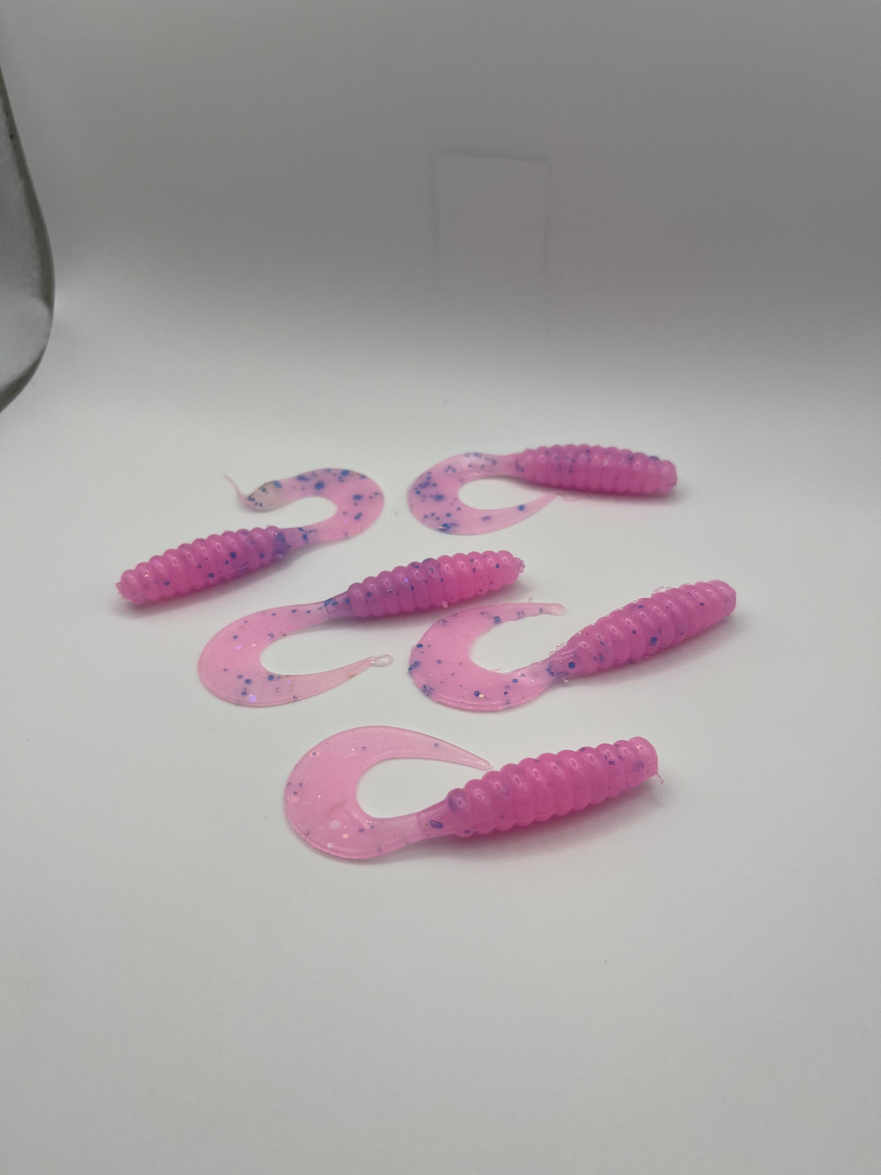 Blue Bubble Gum 3 IN. Curly Tail Swim Baits - 8 Pack