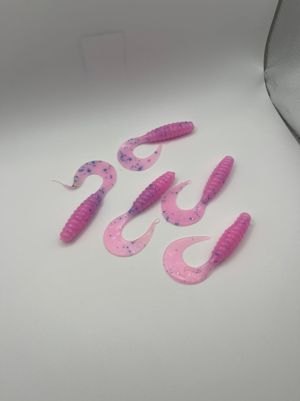 Blue Bubble Gum 3 IN. Curly Tail Swim Baits - 8 Pack