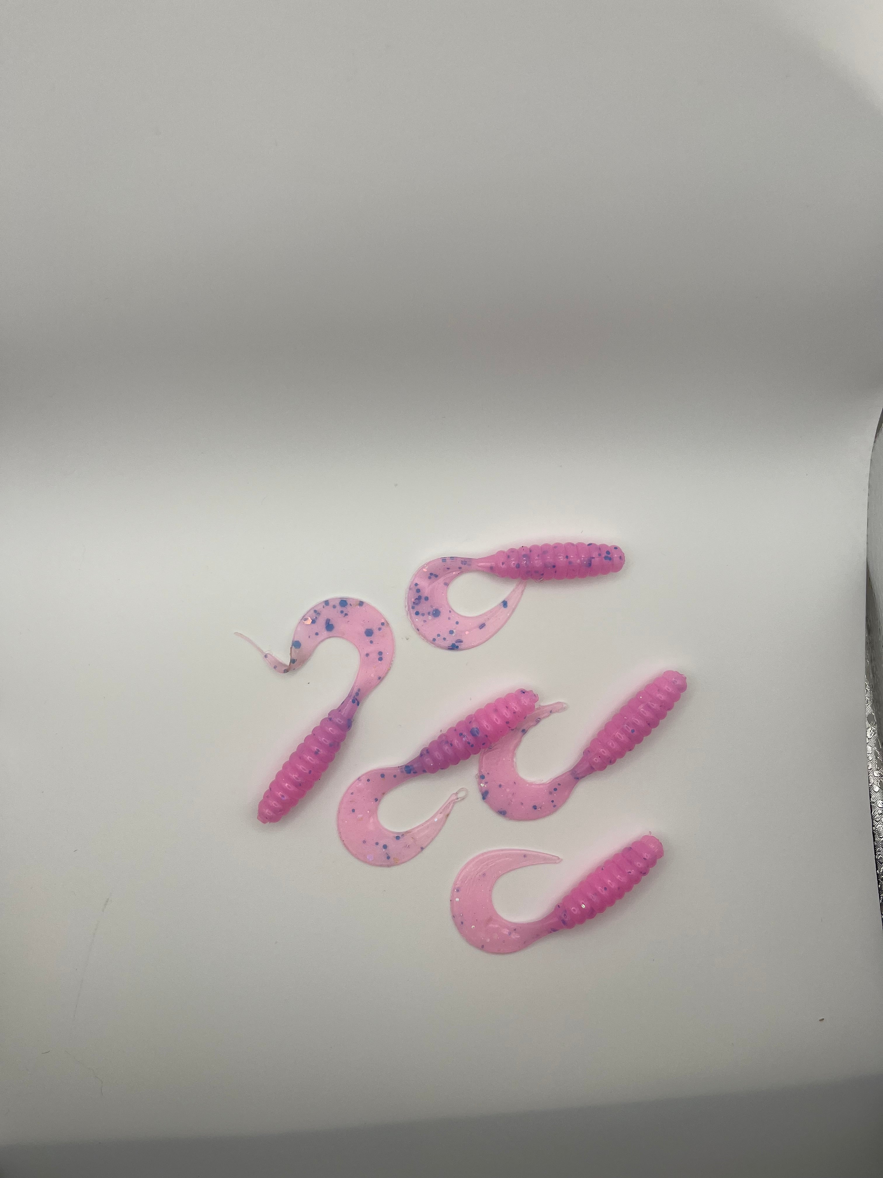 Blue Bubble Gum 3 IN. Curly Tail Swim Baits - 8 Pack