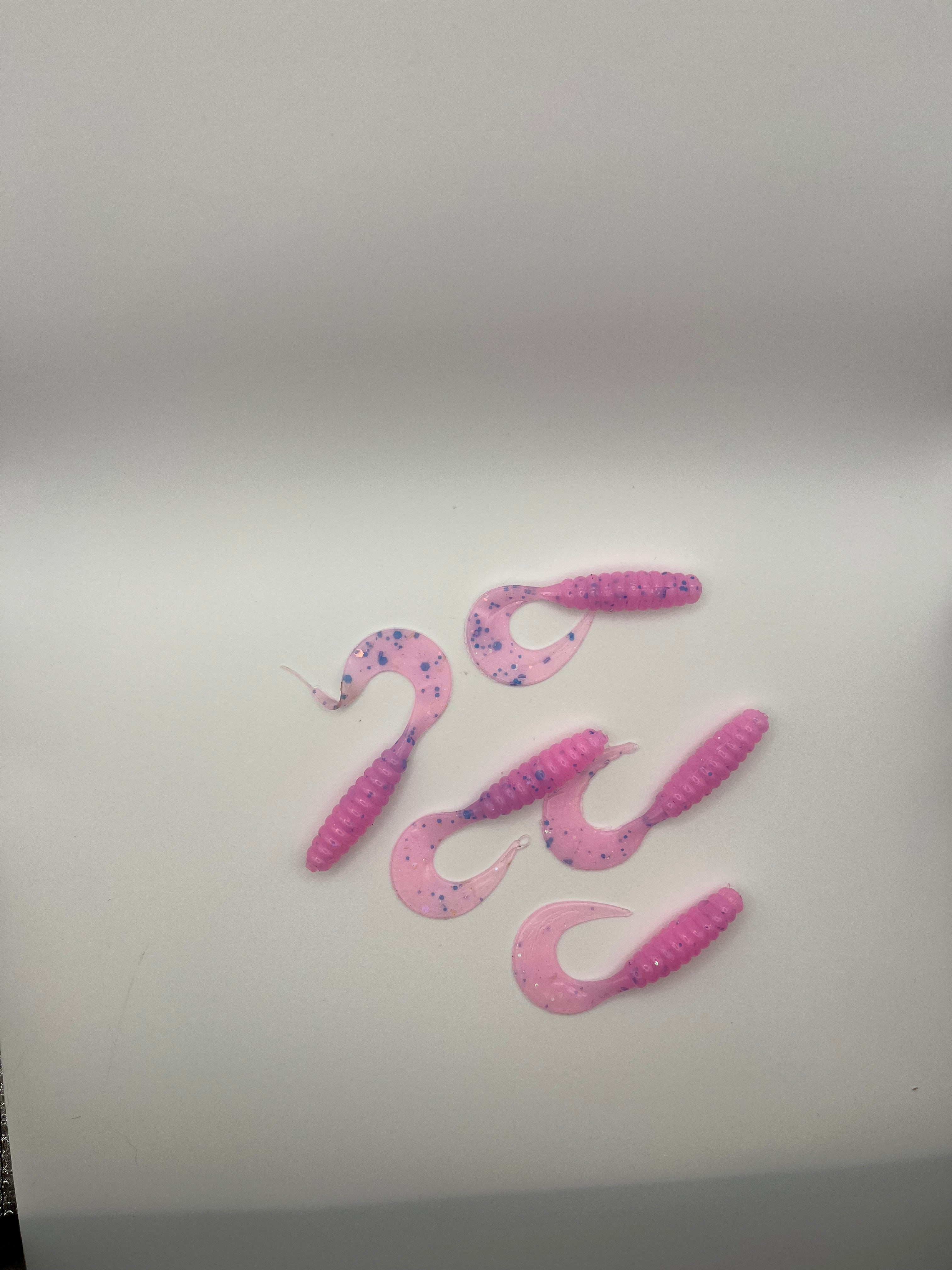 Blue Bubble Gum 3 IN. Curly Tail Swim Baits - 8 Pack
