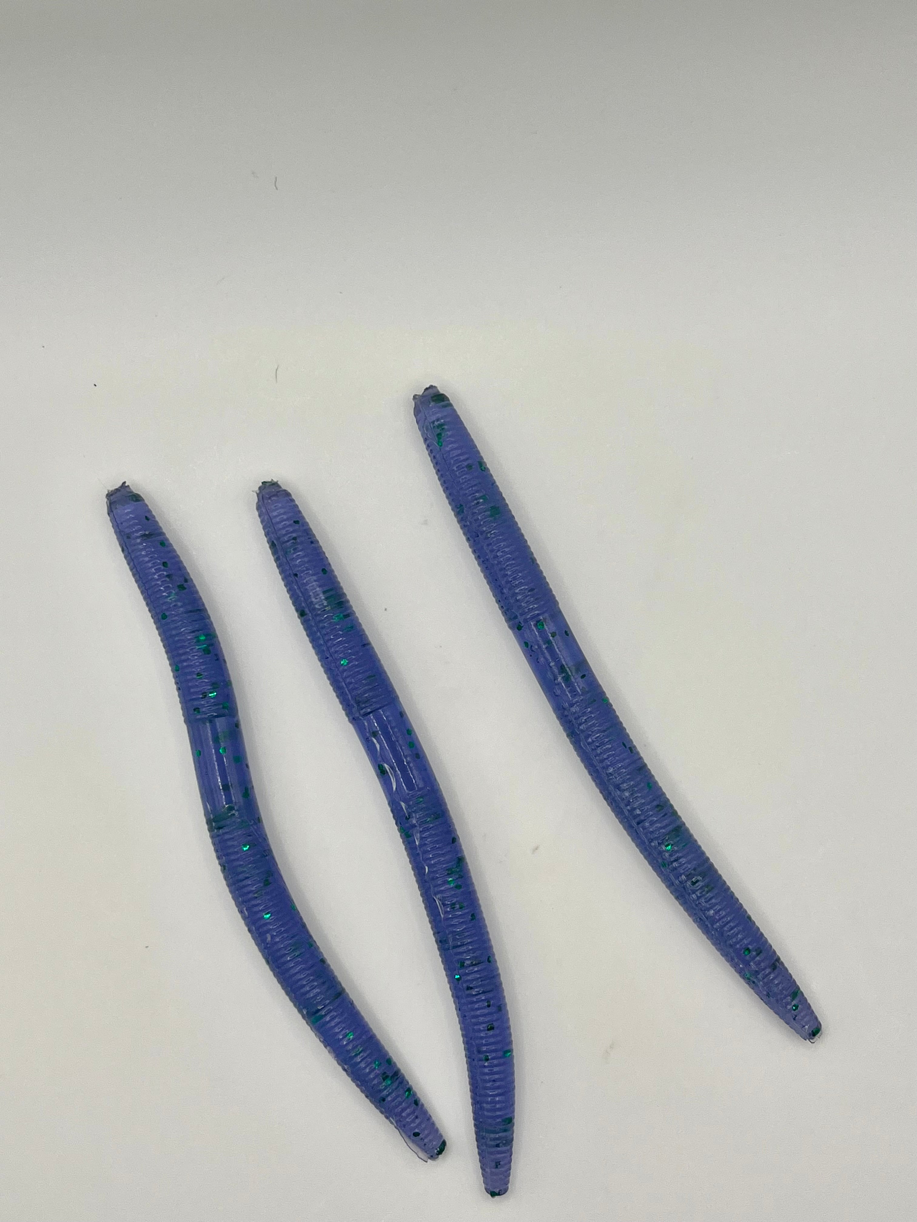 Blue Grape 5in Fishing Worm - 8 Pack Soft Plastic Lures for Enhanced Fishing Trips & Versatile Techniques