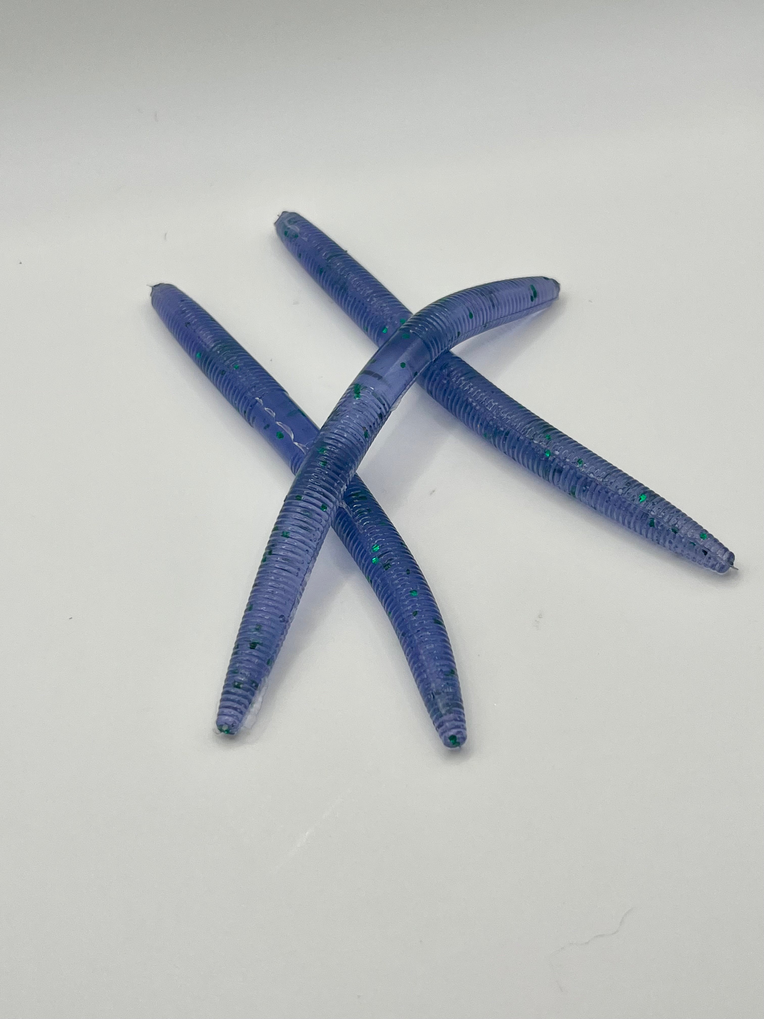 Blue Grape 5in Fishing Worm - 8 Pack Soft Plastic Lures for Enhanced Fishing Trips & Versatile Techniques