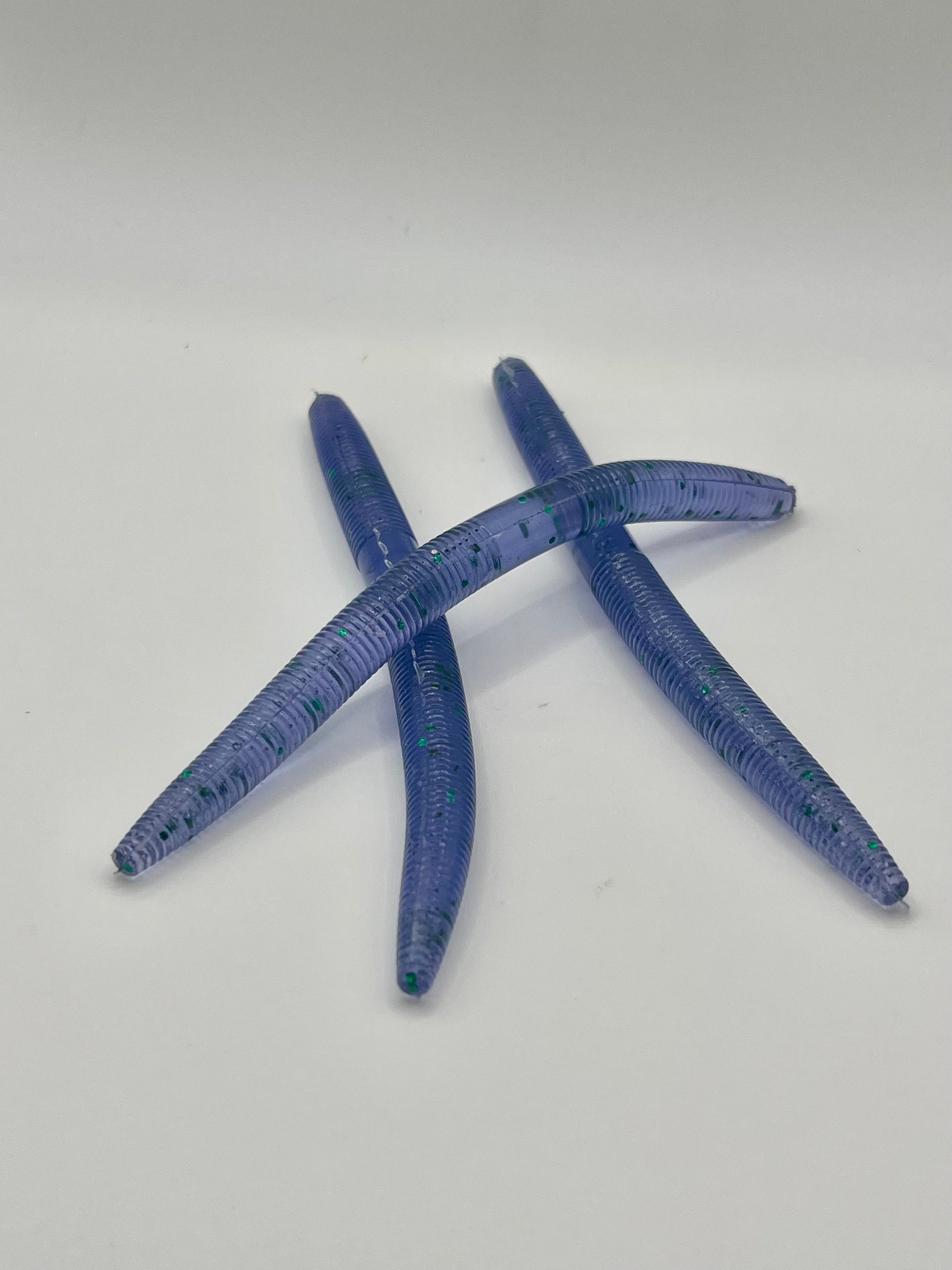 Blue Grape 5in Fishing Worm - 8 Pack Soft Plastic Lures for Enhanced Fishing Trips & Versatile Techniques