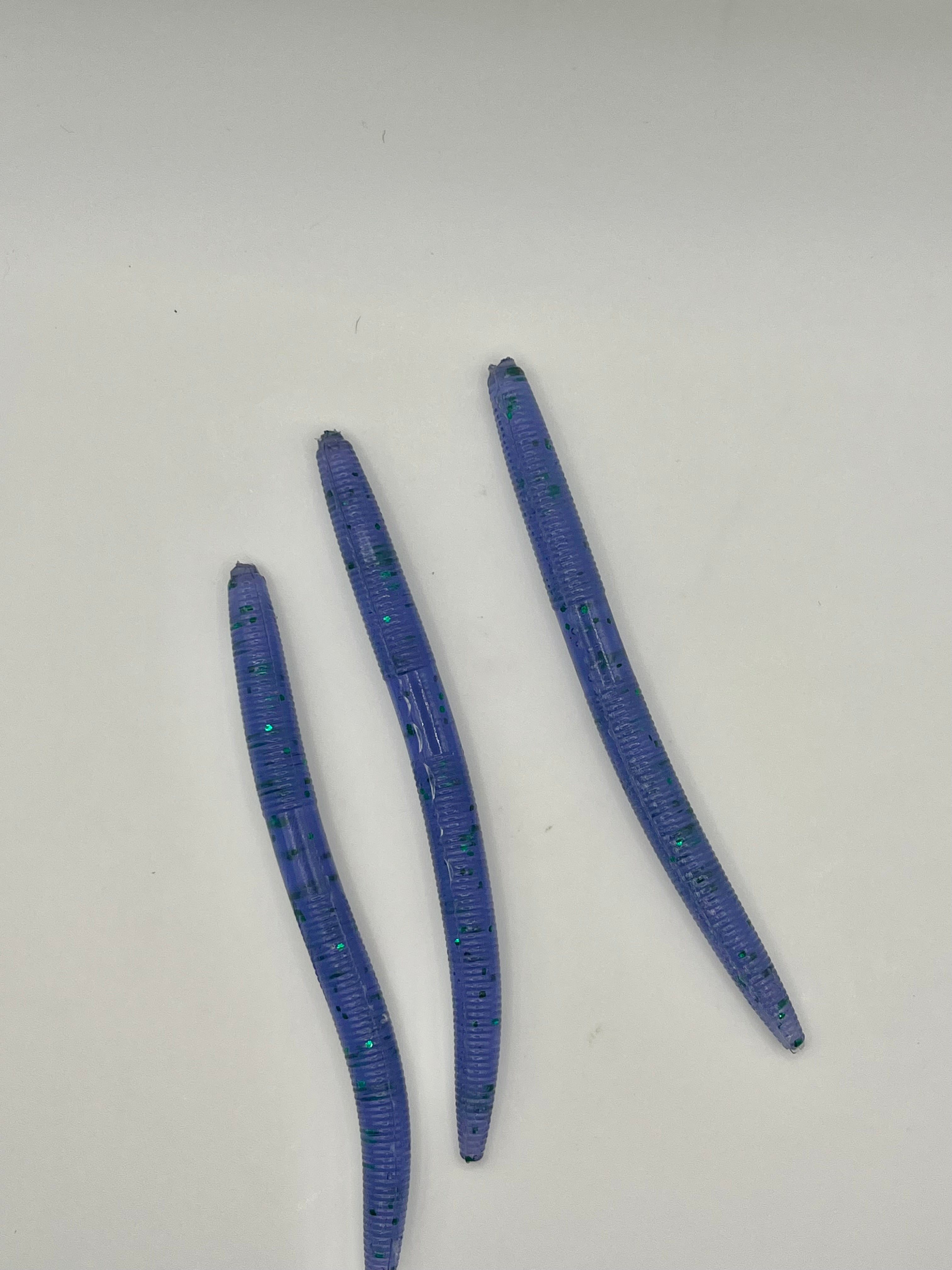 Blue Grape 5in Fishing Worm - 8 Pack Soft Plastic Lures for Enhanced Fishing Trips & Versatile Techniques