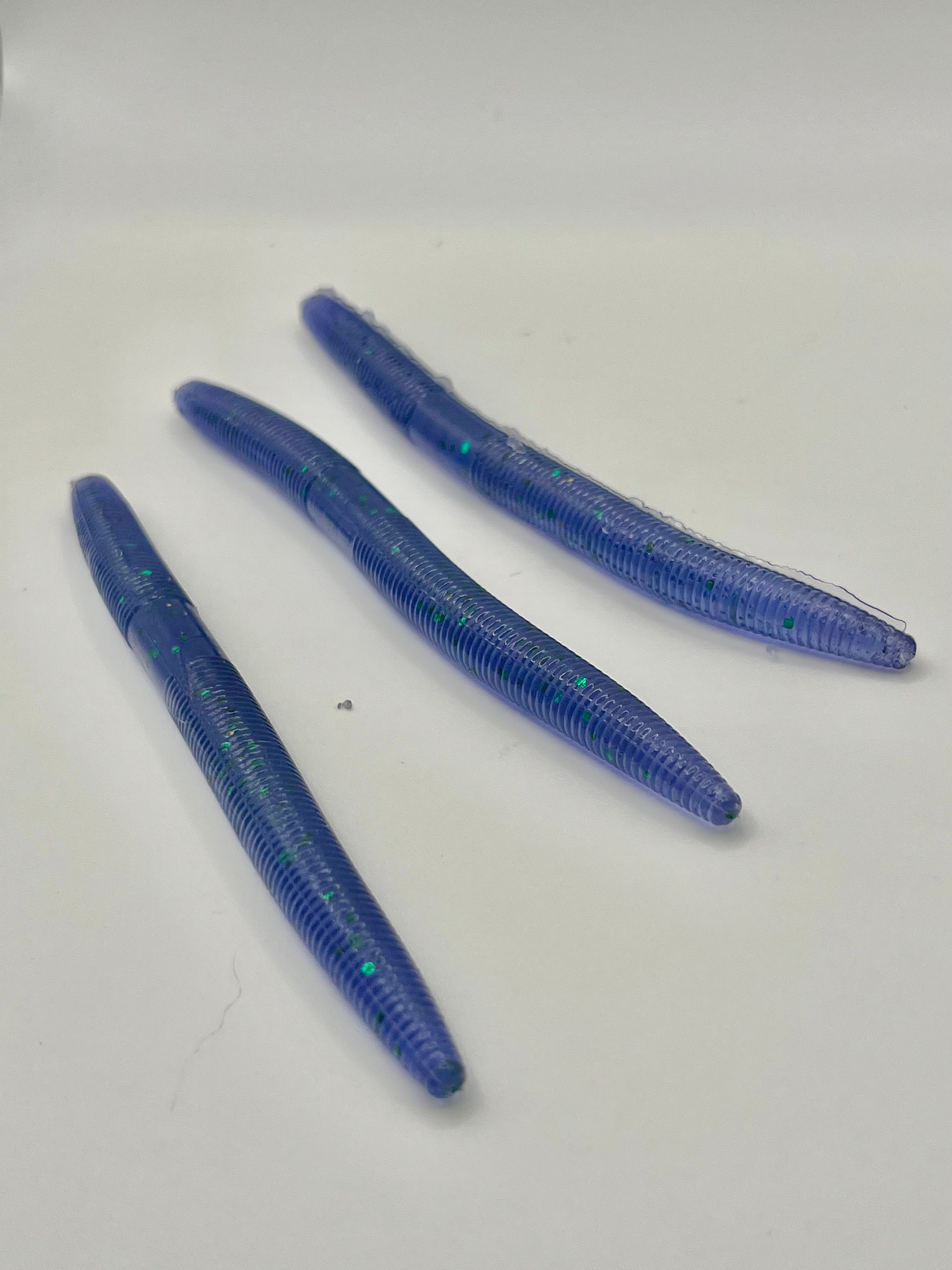 Blue Grape 5in Fishing Worm - 8 Pack Soft Plastic Lures for Enhanced Fishing Trips & Versatile Techniques