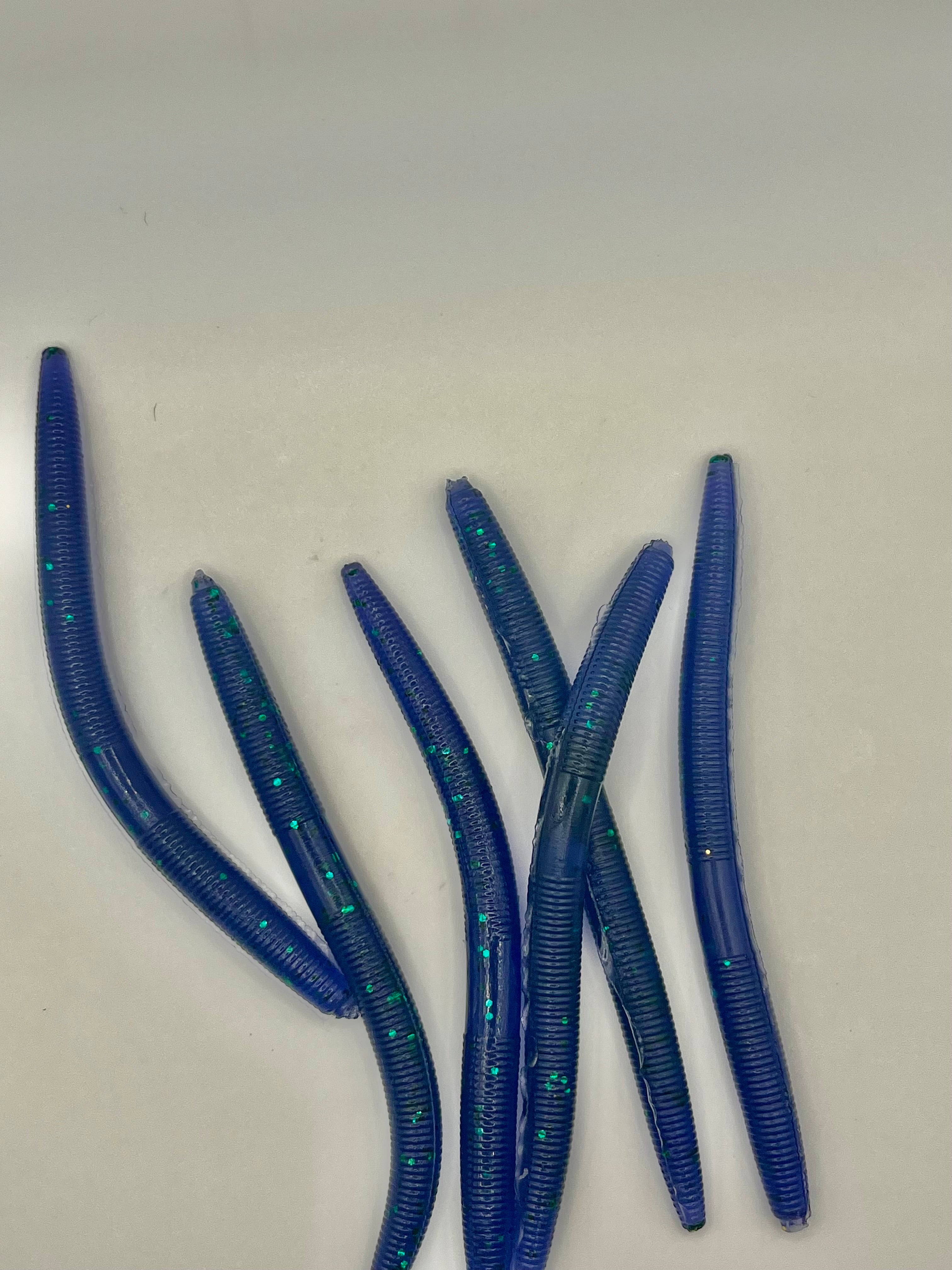 Blue Grape 5in Fishing Worm - 8 Pack Soft Plastic Lures for Enhanced Fishing Trips & Versatile Techniques
