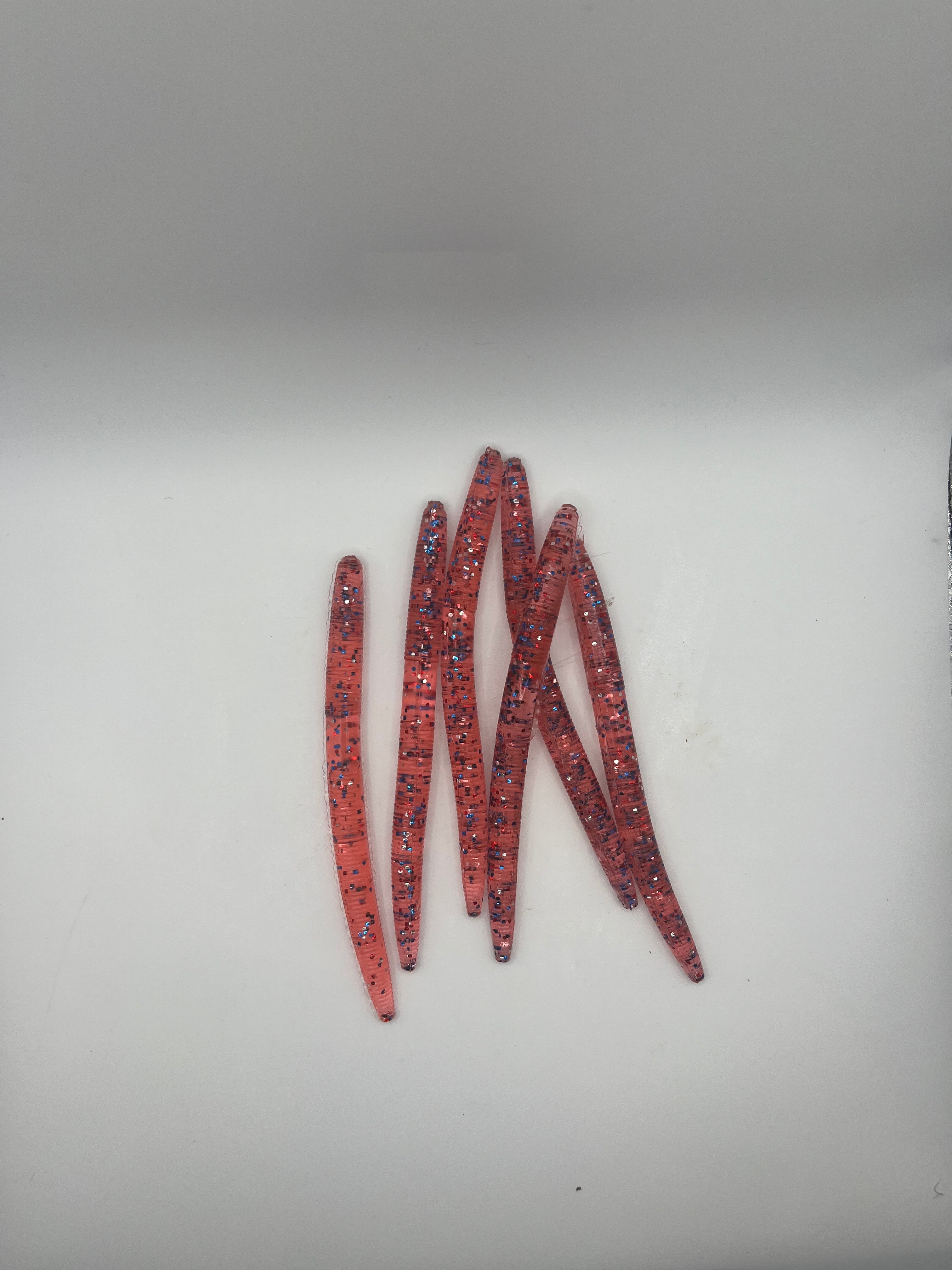 Charlie Worms - 5in red white and blue worms - 8 pack
