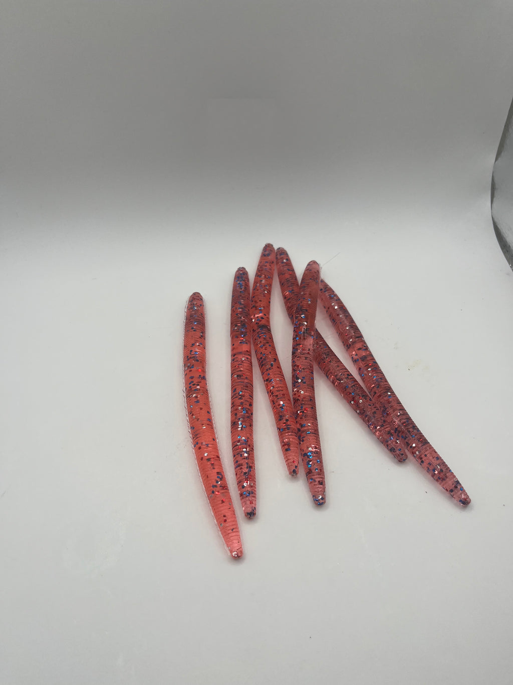 Charlie Worms - 5in red white and blue worms - 8 pack
