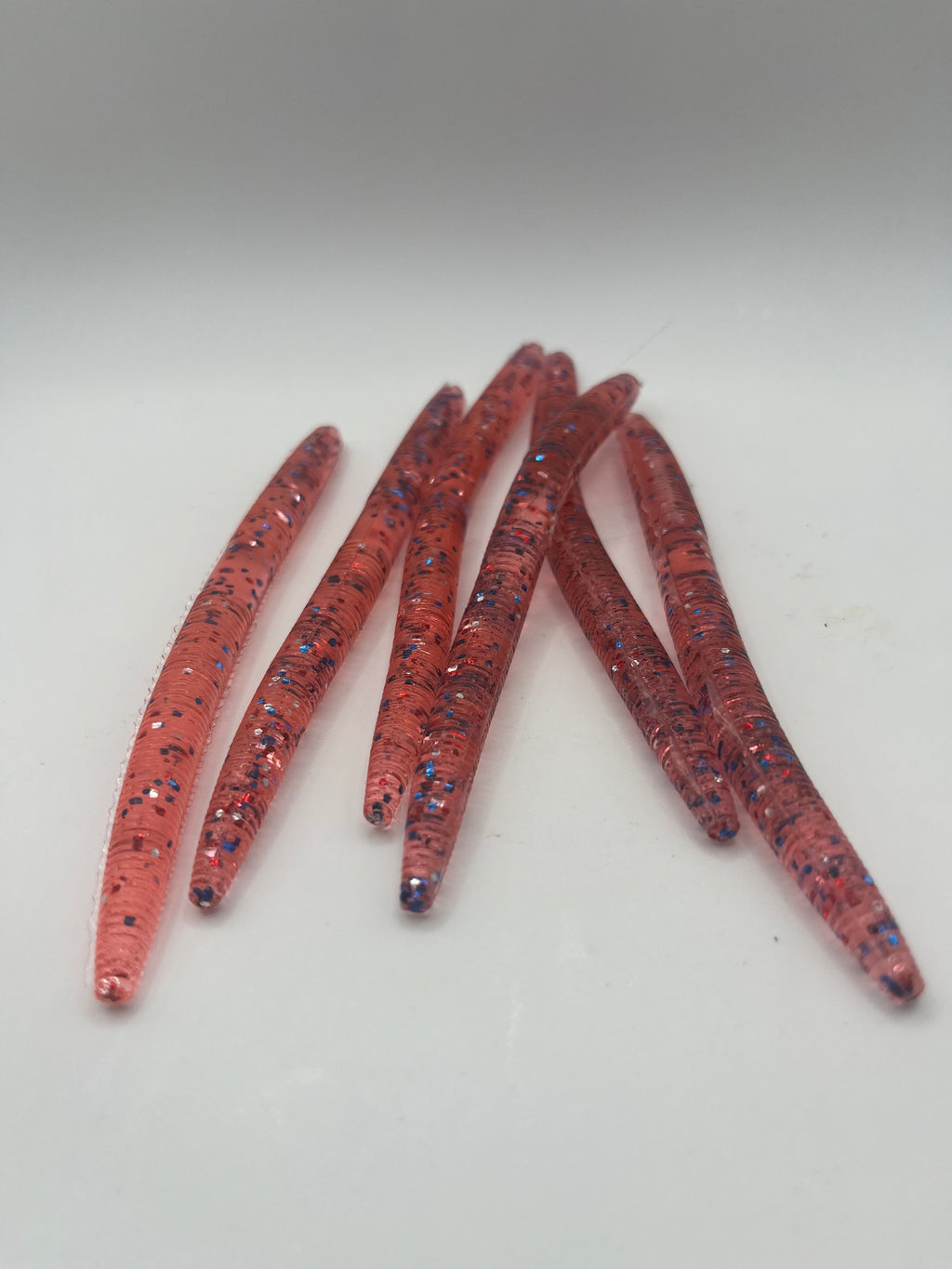 Charlie Worms - 5in red white and blue worms - 8 pack