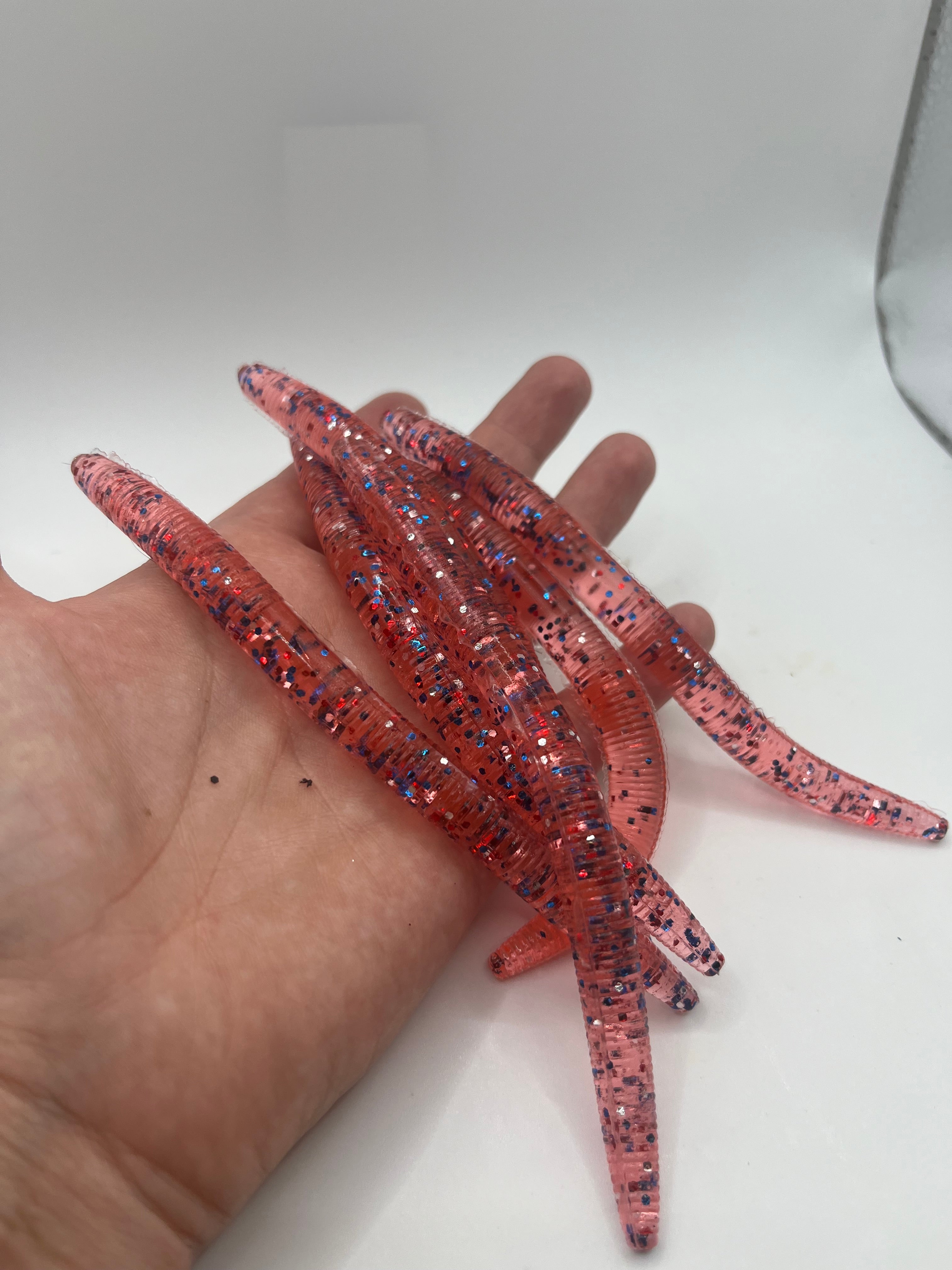 Charlie Worms - 5in red white and blue worms - 8 pack